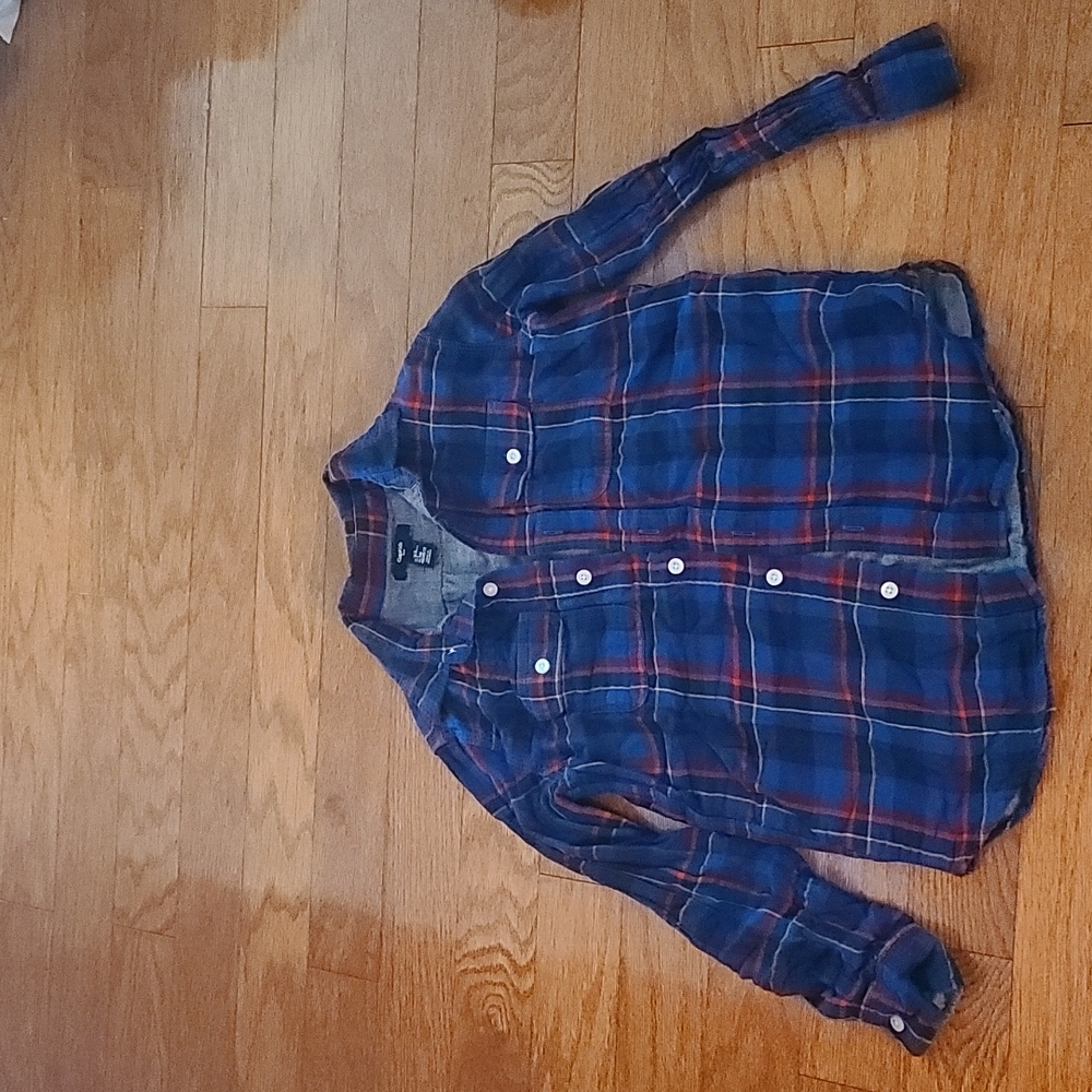 Gap Boys Red and Blue Button Down Shirt Size 10-11